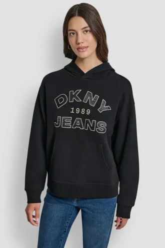Sudadera DKNY Vaqueros con logotipo bordado en satén y puntada de cadena