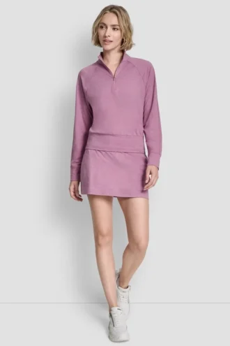 Suéter de manga raglán con medio cierre y estampado Space Dye