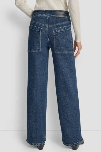 Vaqueros cargo de talle alto con costuras y pierna ancha, tiro de 32 pulgadas