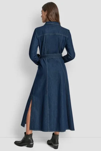 Vestido Maxi con cinturón integrado y aberturas laterales