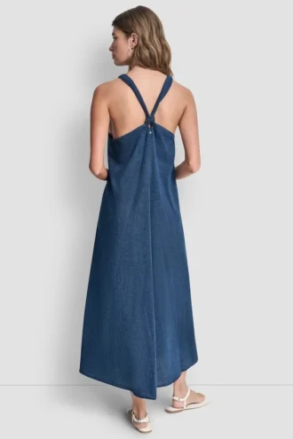 Vestido Maxi con cuello en V y tirantes anudados