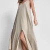 Vestido Maxi con lazo en la espalda de mezcla de lino