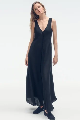 Vestido Maxi de lino deshilachado