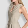 Vestido midi de popelín con cuello en V