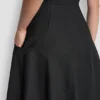 Vestido midi de popelín con cuello en V