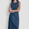 Vestido midi sin mangas de mezclilla